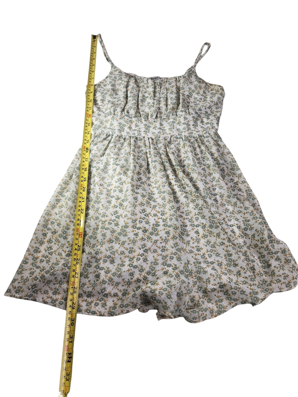 Papaya Floral Romper Dress Med Cottagecore Boho Sundress Sage Green Mini Flowy - Picture 13 of 13